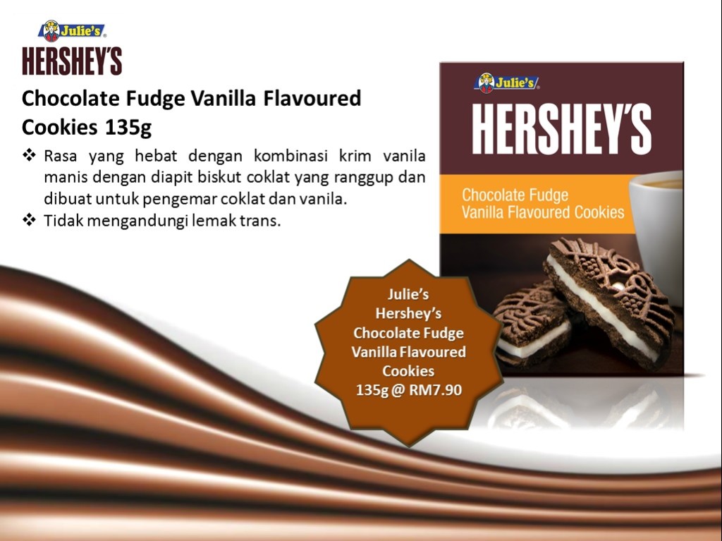 Julie's Hershey's Chocolate Fudge Vanilla Flavoured Cookies 135g