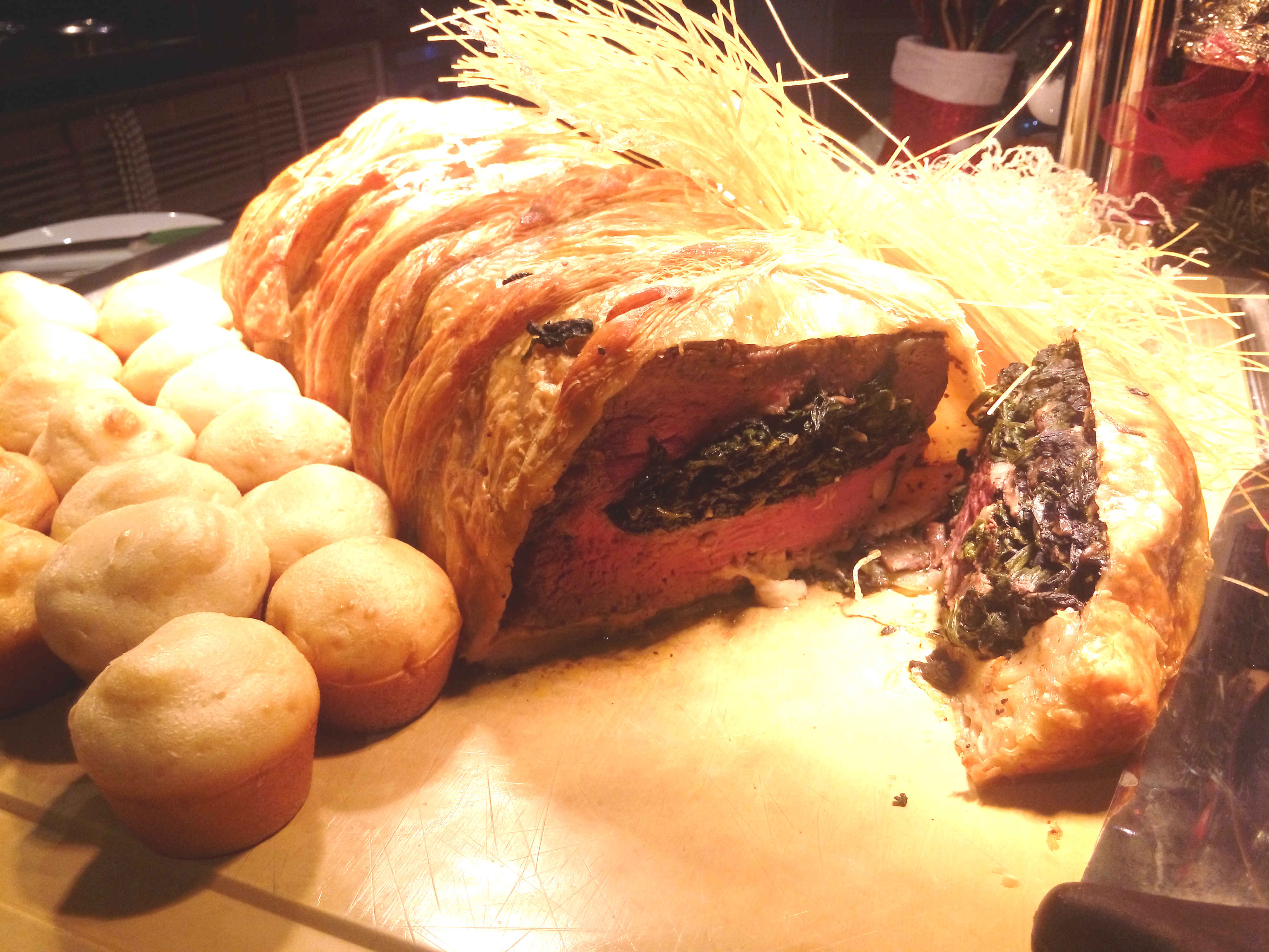 Beef Wellington with sides