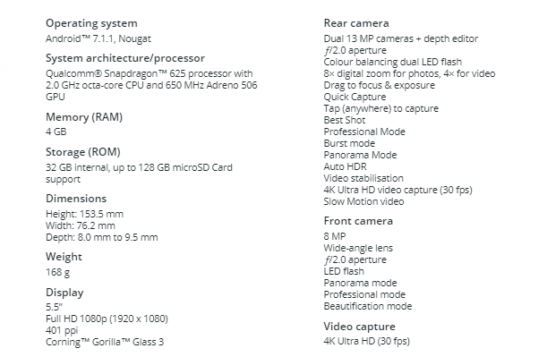 Spesifikasi Motorola G5S Plus 1a