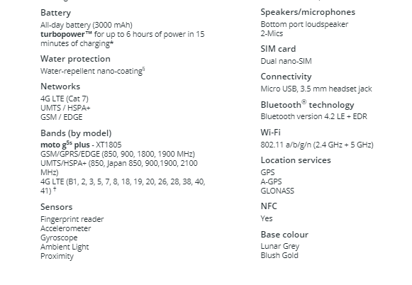 Spesifikasi Motorola G5S Plus 2a