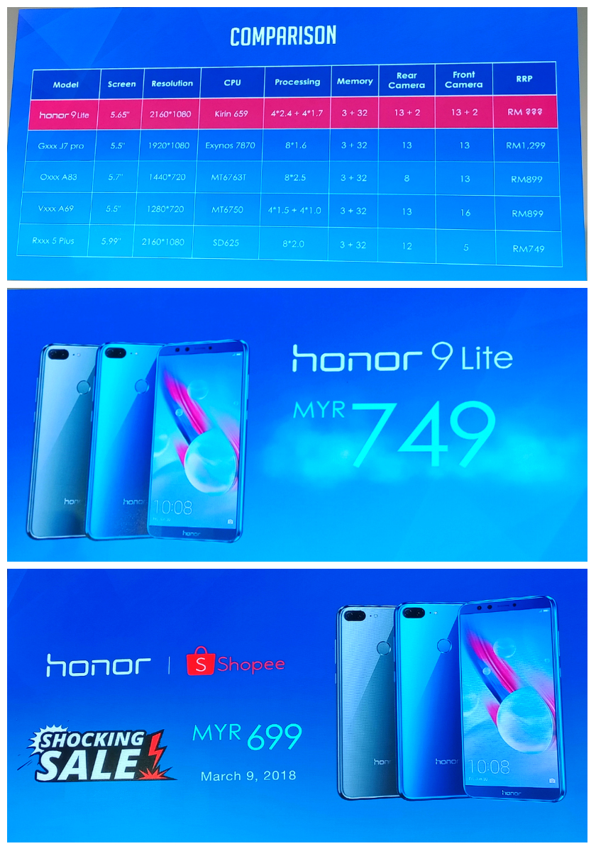Perbandingan harga honor 9 Lite