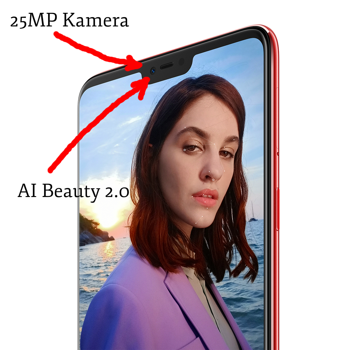 25MP Kamera + AI Beauty 2.0