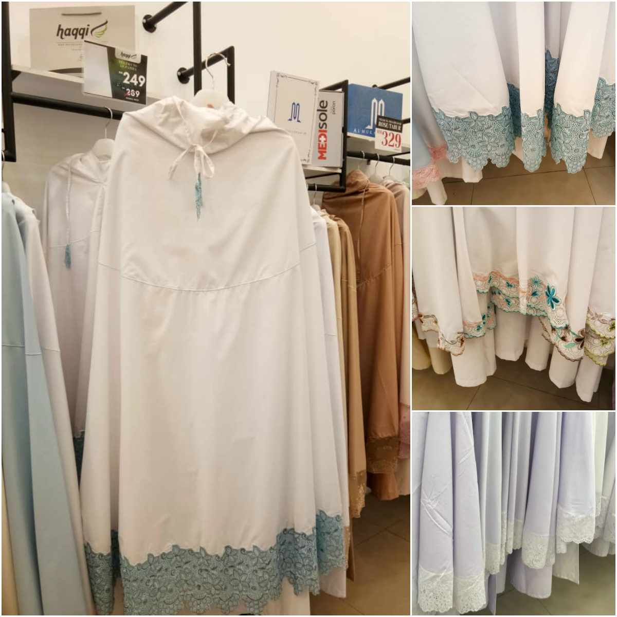 Telekung dengan corak sulam