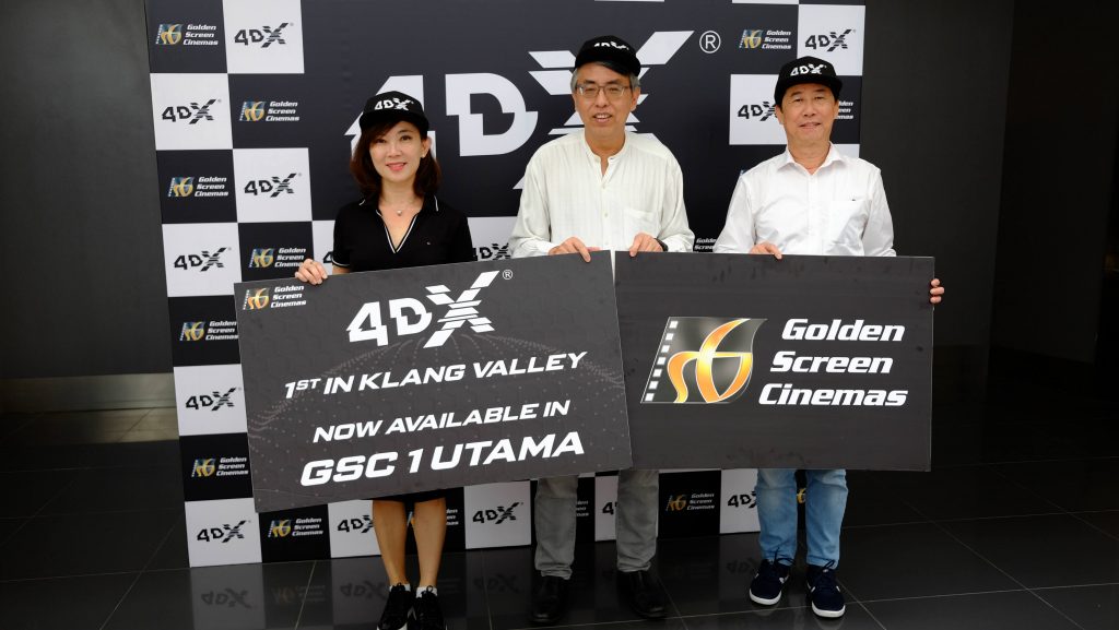 Ms. Koh Mei Lee, Chief Executive Officer, GSC with Mr. Irving Chee, General Manager, GSC and Mr. Heng Beng Fatt, Deputy General Manager, GSC at GSC1Utama, the first 4DX cinema in the Klang Valley