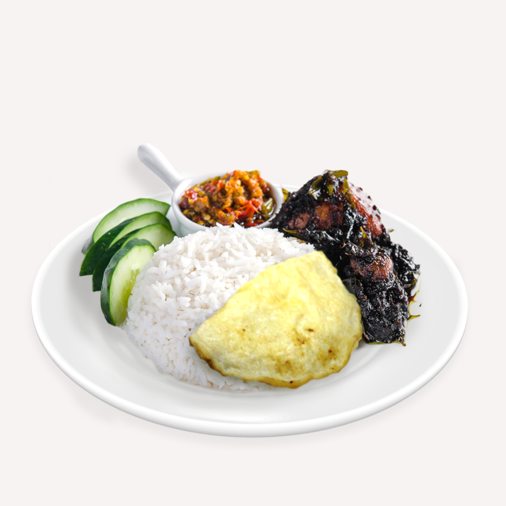 Nasi Tiga Budak Gemok Ayam Biasa + Telur